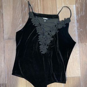 Express velvet thong body suit